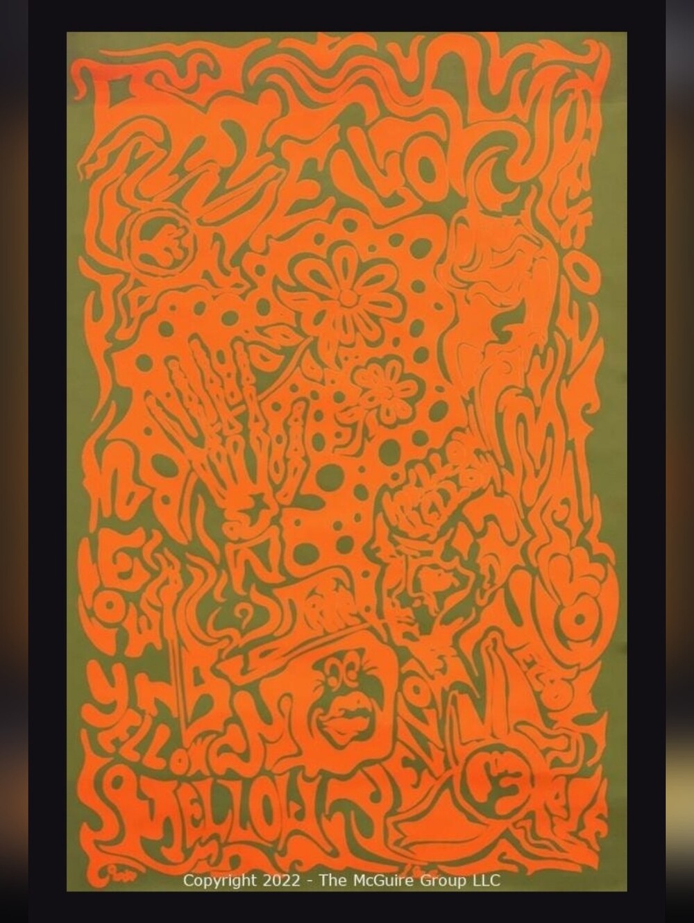 1967 ARTKO STUDIOS MELLOW YELLOW BLACKLIGHT POSTER psychedelic